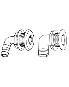 Th Marine Th-1892-B  Thru Hull 90Deg 1-1/8" White 3/8" Wall