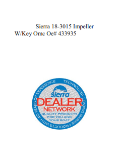 Sierra 18-3015 Impeller W/Key Omc Oe# 433935