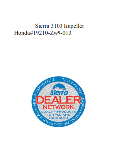 Sierra 3100 Impeller Honda#19210-Zw9-013