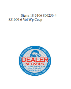 Sierra 18-3106 806256-4  831009-6 Vol Wp Coup