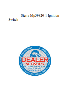 Sierra Mp39820-1 Ignition Switch