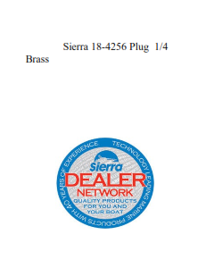 Sierra 18-4256 Plug  1/4  Brass