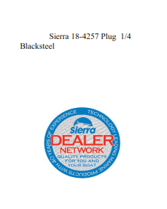 Sierra 18-4257 Plug  1/4  Blacksteel