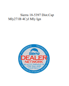 Sierra 18-5397 Dist.Cap Mly271B 4Cyl Mly Ign