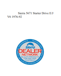 Sierra 5671 Starter Drive E/J V6 1976-92