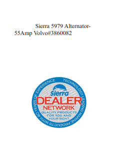 Sierra 5979 Alternator-55Amp Volvo#3860082