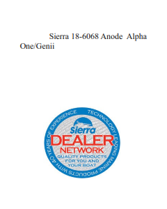 Sierra 18-6068 Anode  Alpha One/Genii