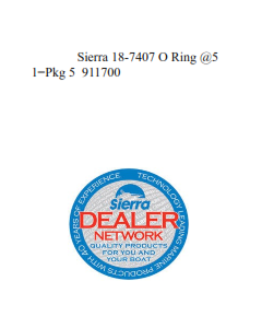 Sierra 18-7407 O Ring @5 1=Pkg 5  911700