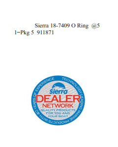 Sierra 18-7409 O Ring  @5 1=Pkg 5  911871