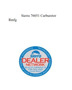 Sierra 76051 Carburetor Rmfg