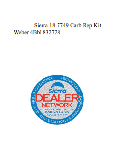 Sierra 18-7749 Carb Rep Kit Weber 4Bbl 832728