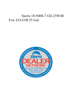 Sierra 18-9400-7 Oil-25W40 Fcw I/O-O/B 55 Gal