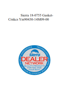 Sierra 18-0755 Gasket-Crnkcs Ym90430-14M09-00