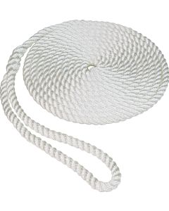 Seasense 50013012 Dock Line, TW, 1/2" x 35', White, 12" Eye Splice