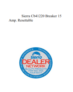 Sierra Cb41220 Breaker 15 Amp. Resettable